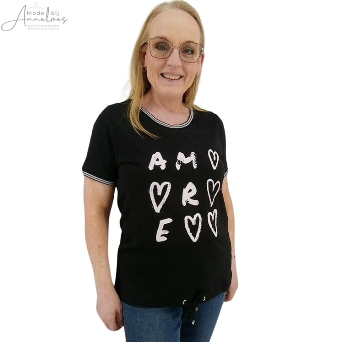 Z Lea H Shirt opdruk Amore Zwart wit